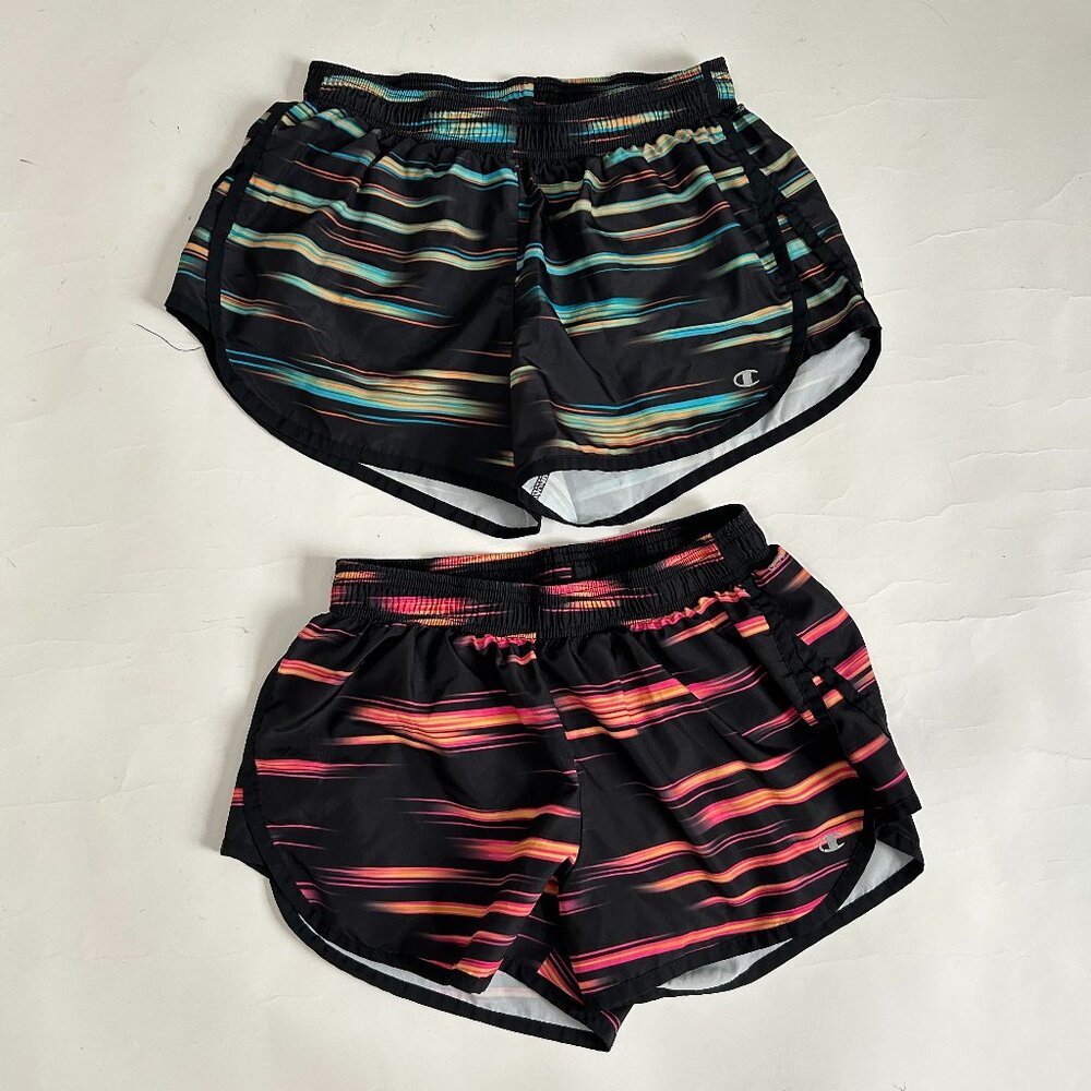 Lot of 2 Champion Gear Running Shorts Womens sz S brief lined Train Gym Workout